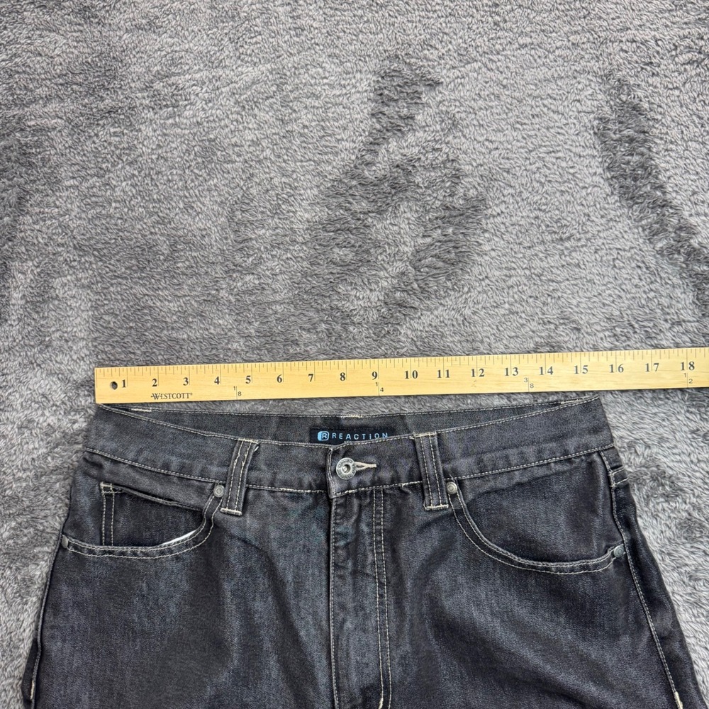 Kenneth Cole Reaction Mens Baggy Jeans 32x33 Faded Black Straight Leg Denim - Picture 5 of 7